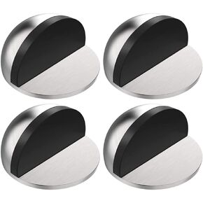 Stainless Steel Half Dome Floor Door Stop Self-Adhesive with Rubber Free Punching—Ground Door Stops for Bedroom Living Bath Shower Room Office Silver—Stainless Steel Floor Door Stopper（4PCS）