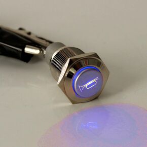 ESUPPORT 12V Car Auto Blue LED Light Momentary Speaker Horn Push Button Metal Toggle Switch 19mm