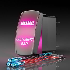 Rocker Switch LED Light BAR, Laser Etched Toggle Switch ON/Off SPST 5Pin 12V 24V Switch Jumper Wires for Cars Trucks Caravans Marine Boat ATV UTV RV… (Blue)