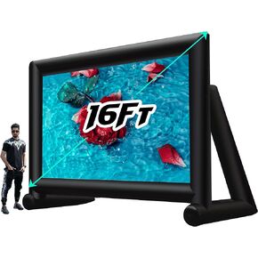 Upgrade Airtight Movie Screen 16Ft Blow Up Movie Screen for Outdoor/Indoor Use - No Need Power Supply Continuous - Supports Front and Rear Projection in Kuwait