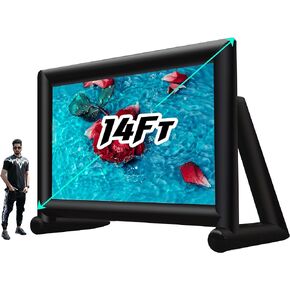 Upgrade Airtight Movie Screen 16Ft Blow Up Movie Screen for Outdoor/Indoor Use - No Need Power Supply Continuous - Supports Front and Rear Projection