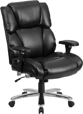 Flash Furniture HERCULES Series 24/7 الاستخدام المكثف كبير وطويل 400 رطل. كرسي مكتب مريح تنفيذي من الجلد الناعم باللون الأسود in Kuwait