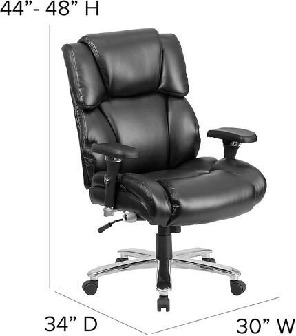 Flash Furniture HERCULES Series 24/7 الاستخدام المكثف كبير وطويل 400 رطل. كرسي مكتب مريح تنفيذي من الجلد الناعم باللون الأسود in Kuwait