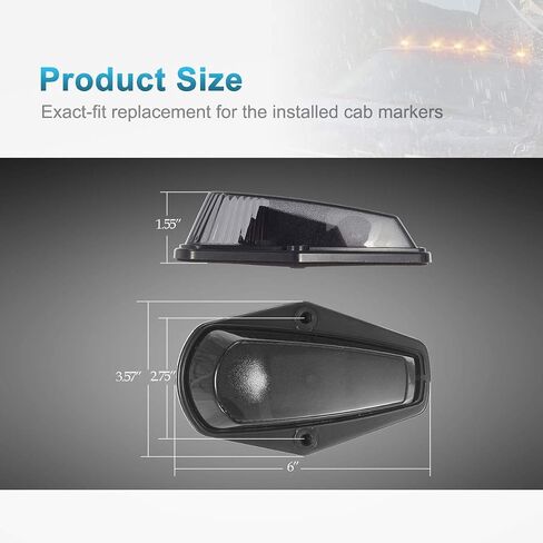 Partsam 5X Cab Marker Light Roof Running Light غطاء أسود + 5050 أبيض T10 194 168 مصابيح LED متوافقة مع F150 F250 F350 1973-1997 F سلسلة شاحنات بيك اب فائقة التحمل in Saudi Arabia