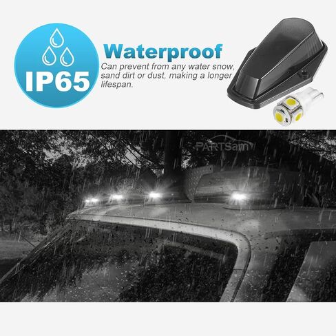 Partsam 5X Cab Marker Light Roof Running Light غطاء أسود + 5050 أبيض T10 194 168 مصابيح LED متوافقة مع F150 F250 F350 1973-1997 F سلسلة شاحنات بيك اب فائقة التحمل in Saudi Arabia