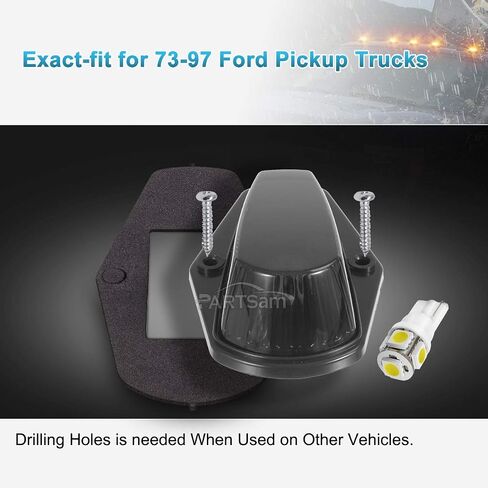 Partsam 5X Cab Marker Light Roof Running Light غطاء أسود + 5050 أبيض T10 194 168 مصابيح LED متوافقة مع F150 F250 F350 1973-1997 F سلسلة شاحنات بيك اب فائقة التحمل in Saudi Arabia