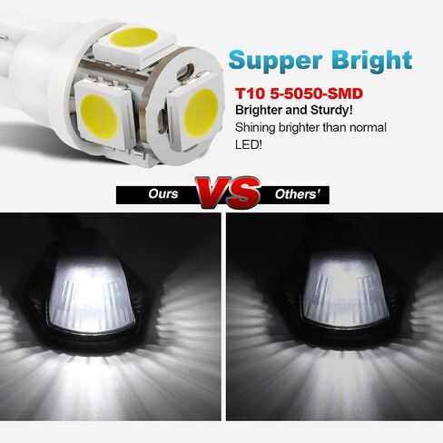 Partsam 5X Cab Marker Light Roof Running Light غطاء أسود + 5050 أبيض T10 194 168 مصابيح LED متوافقة مع F150 F250 F350 1973-1997 F سلسلة شاحنات بيك اب فائقة التحمل in Saudi Arabia