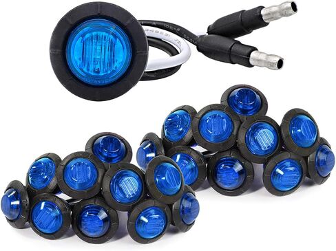 Meerkatt (Pack of 20) 3/4 inch Round Amber LED Flush Mount Kit Lamps 2 Wire Side Combination Marker Indicators Light Truck Trailer Boat Waterproof 12V DC XT-DC in Saudi Arabia