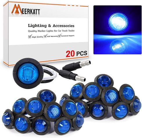 Meerkatt (Pack of 20) 3/4 inch Round Amber LED Flush Mount Kit Lamps 2 Wire Side Combination Marker Indicators Light Truck Trailer Boat Waterproof 12V DC XT-DC in Saudi Arabia