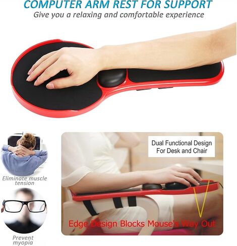 LL-COEUR Arm Support Wrist Rest for Table and Chair, Ergonomic Armrest Desk Extender, Multifunctional Computer Mouse Pad Holder (Black) in Saudi Arabia