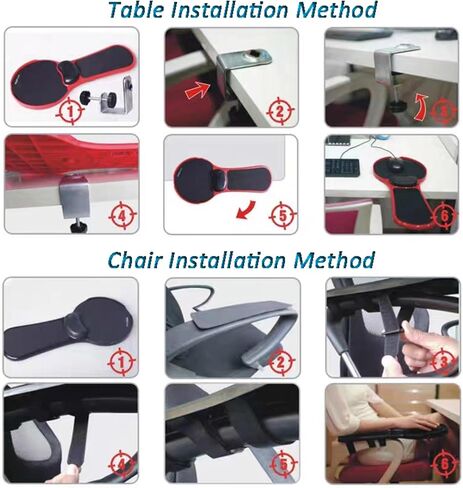 LL-COEUR Arm Support Wrist Rest for Table and Chair, Ergonomic Armrest Desk Extender, Multifunctional Computer Mouse Pad Holder (Black) in Saudi Arabia