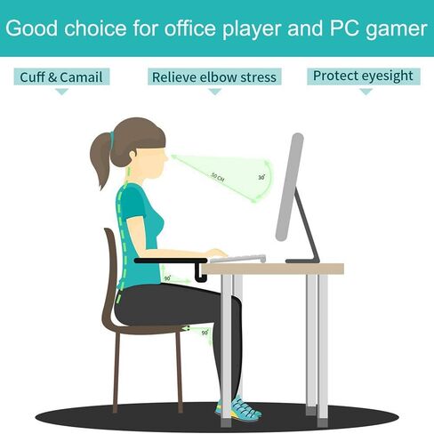 LL-COEUR Arm Support Wrist Rest for Table and Chair, Ergonomic Armrest Desk Extender, Multifunctional Computer Mouse Pad Holder (Black) in Saudi Arabia