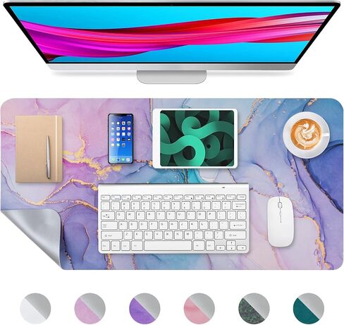 Desk Mat, Desk Pad Dual Leather Sided Desktop Mat for Office and Home, Desk Organization and Accessories Ideal for Large Mouse Pad and Desk Mats on Top of Desks (Purple Marble 31.5"x 15.7") in Saudi Arabia