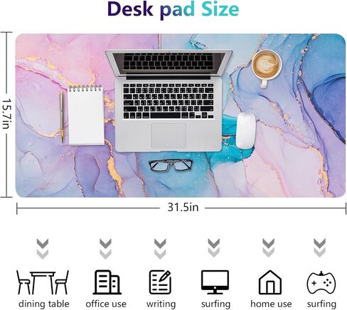 Desk Mat, Desk Pad Dual Leather Sided Desktop Mat for Office and Home, Desk Organization and Accessories Ideal for Large Mouse Pad and Desk Mats on Top of Desks (Purple Marble 31.5"x 15.7") in Saudi Arabia