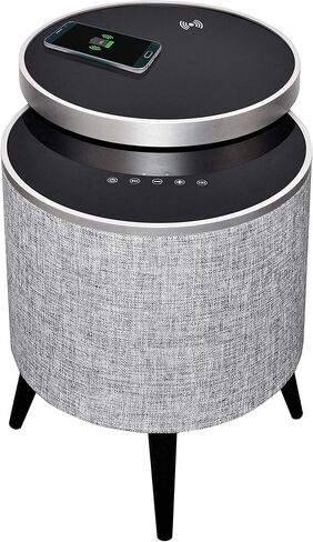 طاولة نهاية منزلية من Soundstream STSW-180MCM-G مع سطح دوار من الزجاج المقسى، ونظام مكبر صوت 5 قنوات، وشحن لاسلكي، ومنفذ شحن USB، وطاولة زاوية ذكية مع صوت محيطي in Kuwait