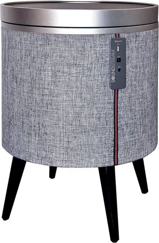 طاولة نهاية منزلية من Soundstream STSW-180MCM-G مع سطح دوار من الزجاج المقسى، ونظام مكبر صوت 5 قنوات، وشحن لاسلكي، ومنفذ شحن USB، وطاولة زاوية ذكية مع صوت محيطي in Kuwait