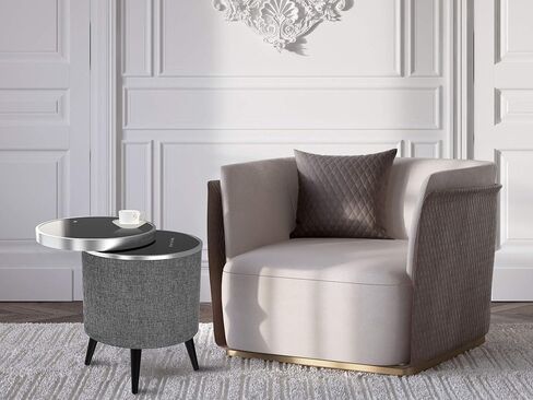 طاولة نهاية منزلية من Soundstream STSW-180MCM-G مع سطح دوار من الزجاج المقسى، ونظام مكبر صوت 5 قنوات، وشحن لاسلكي، ومنفذ شحن USB، وطاولة زاوية ذكية مع صوت محيطي in Kuwait