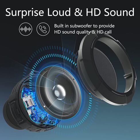 Bluetooth Speakers,Portable Wireless Outdoor Speaker with HD Soun, IPX7 Waterproof Shower Speaker, TWS, Enhanced Bass, 6H Playtime,Built in Mic for Sports, Pool, Beach, Hiking, Camping (Black) in Kuwait