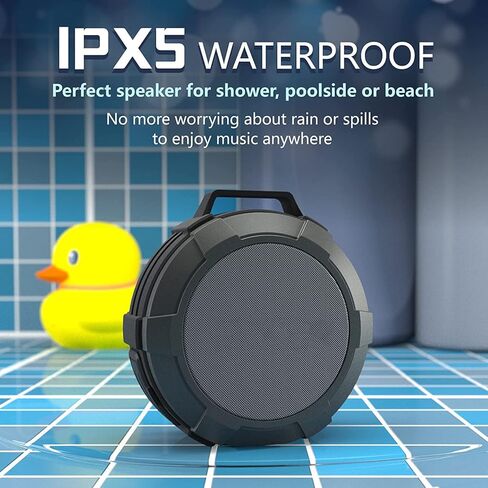 Bluetooth Speakers,Portable Wireless Outdoor Speaker with HD Soun, IPX7 Waterproof Shower Speaker, TWS, Enhanced Bass, 6H Playtime,Built in Mic for Sports, Pool, Beach, Hiking, Camping (Black) in Kuwait