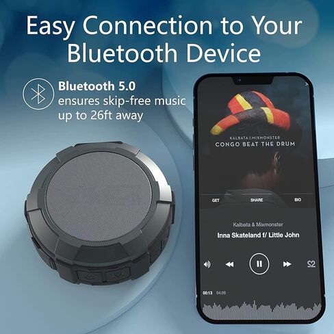 Bluetooth Speakers,Portable Wireless Outdoor Speaker with HD Soun, IPX7 Waterproof Shower Speaker, TWS, Enhanced Bass, 6H Playtime,Built in Mic for Sports, Pool, Beach, Hiking, Camping (Black) in Kuwait
