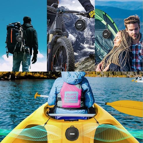 Bluetooth Speakers,Portable Wireless Outdoor Speaker with HD Soun, IPX7 Waterproof Shower Speaker, TWS, Enhanced Bass, 6H Playtime,Built in Mic for Sports, Pool, Beach, Hiking, Camping (Black) in Kuwait