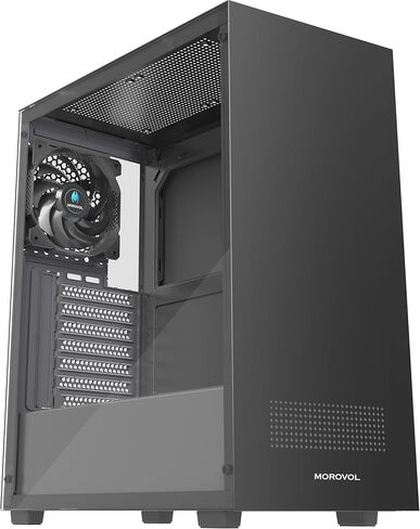 حافظة كمبيوتر ATX، حافظة كمبيوتر ألعاب من الزجاج المقوى، حافظة ATX بتصميم لوحة متكاملة، مروحة 1 × 120 مم مثبتة مسبقًا، حقيبة كمبيوتر مع USB 3.0، أسود، 625 فولت in Kuwait