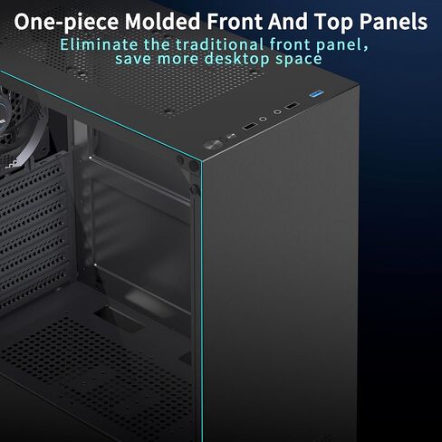 حافظة كمبيوتر ATX، حافظة كمبيوتر ألعاب من الزجاج المقوى، حافظة ATX بتصميم لوحة متكاملة، مروحة 1 × 120 مم مثبتة مسبقًا، حقيبة كمبيوتر مع USB 3.0، أسود، 625 فولت in Kuwait