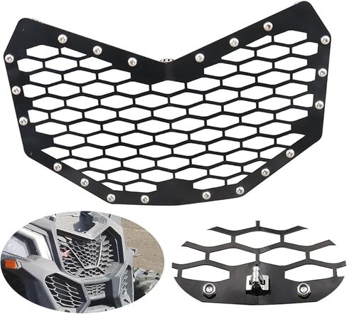 شبكة شبكية من الفولاذ الأسود، شبكة أمامية X3، شبكة ممتصة للصدمات لـ Can-Am Maverick X3 2016 2017 2018 2019 2020 2021 2022 2023 (Mesh Grille-B) in Kuwait