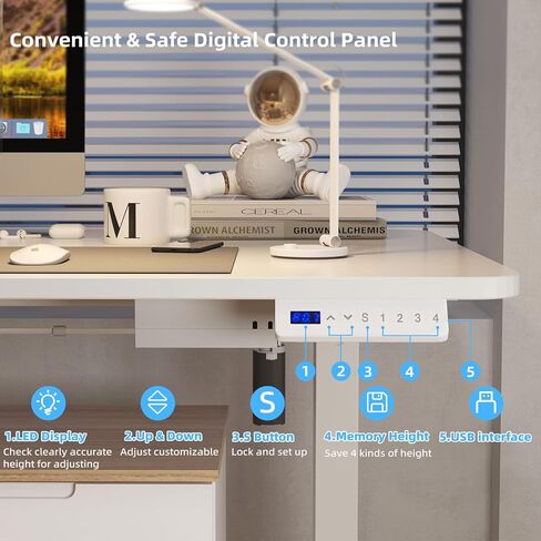 Electric Standing Desk, Adjustable Height Stand up Desk, 55x24 Inches Sit Stand Home Office Desk with Splice Board White in Kuwait