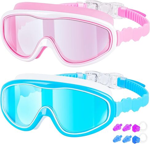 Kids Swim Goggles, 2-Pack Swimming Goggles for Kids, Child From 3-15, Anti Fog Wide View Swim Pool Goggles in Saudi Arabia