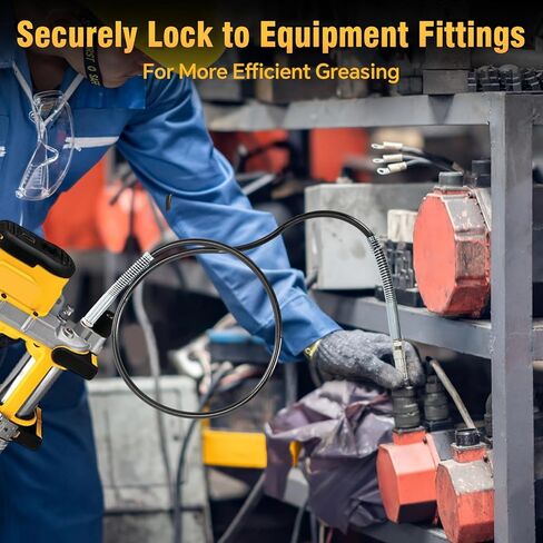 خرطوم مسدس الشحوم وقارنة التوصيل، متوافق مع DEWALT Grease Guns خرطوم مرن تمديد ممتاز 47 بوصة 10000PSI، 1/8''NPT-7/16-28 خرطوم مسدس الشحوم مع قارنة التوصيل in Kuwait