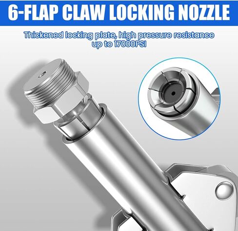 Grease Gun Coupler Kit, Strong Lock on Greases Gun Couplers with 12" Spring Flex Hose, 3 Pieces Grease Fitting, 1 Pieces Grease Sharp Type Nozzle, Quick Release Grease Coupler Accessories in Kuwait