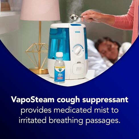 Vicks VapoSteam Medicated Liquid with Camphor, a Cough Suppressant, 8 Oz – VapoSteam Liquid Helps Relieve Coughing, for Use in Vicks Vaporizers and Humidifiers in Saudi Arabia
