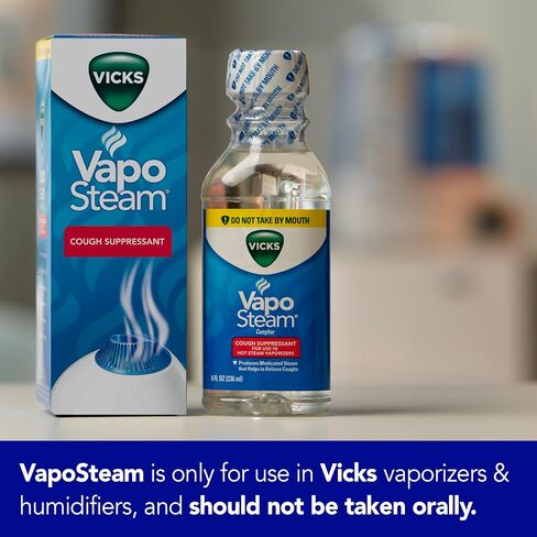 Vicks VapoSteam Medicated Liquid with Camphor, a Cough Suppressant, 8 Oz – VapoSteam Liquid Helps Relieve Coughing, for Use in Vicks Vaporizers and Humidifiers in Saudi Arabia