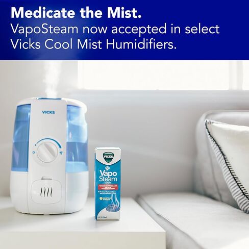 Vicks VapoSteam Medicated Liquid with Camphor, a Cough Suppressant, 8 Oz – VapoSteam Liquid Helps Relieve Coughing, for Use in Vicks Vaporizers and Humidifiers in Saudi Arabia