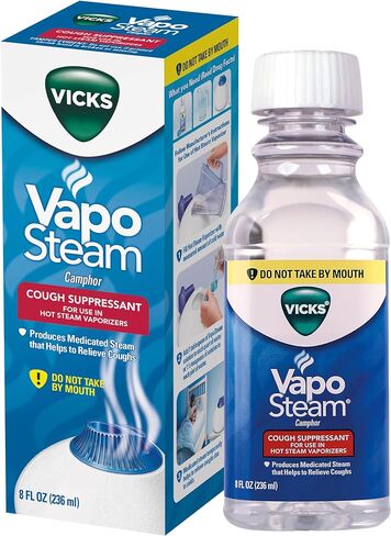 Vicks VapoSteam Medicated Liquid with Camphor, a Cough Suppressant, 8 Oz – VapoSteam Liquid Helps Relieve Coughing, for Use in Vicks Vaporizers and Humidifiers in Saudi Arabia
