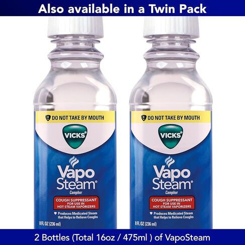 Vicks VapoSteam Medicated Liquid with Camphor, a Cough Suppressant, 8 Oz – VapoSteam Liquid Helps Relieve Coughing, for Use in Vicks Vaporizers and Humidifiers in Saudi Arabia