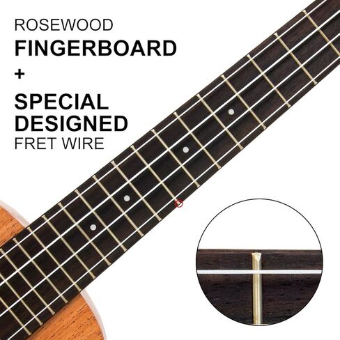 Kmise, 4 Ukulele Soprano Uke Mahogany 21 Inch Ukelele with Beginner Kit (Gig Bag Tuner Strap String Instruction Booklet), 26 inch (MI2169) in Saudi Arabia