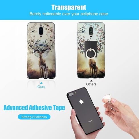 حامل حلقي للهاتف شفاف، قبضة دائرية للهاتف الخلوي، حلقة إصبع شفافة، هواتف iPhone وAndroid المحمولة المتوافقة (3 فضي) in Saudi Arabia