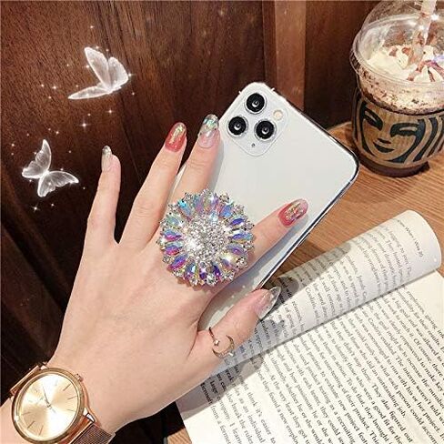 Big Gem Rhinsstones Cell Phone Ring Stand Holder Colorful Cute Pattern Painted Rotating Metal Buckle Tablet Finger Ring Kickstand for All Phones Tablets in Saudi Arabia