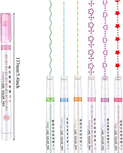 مجموعة أقلام تحديد منحنية ملونة مكونة من 18 قطعة، أقلام تحديد الطوابع مع 6 أطراف منحنية مختلفة الشكل in Kuwait