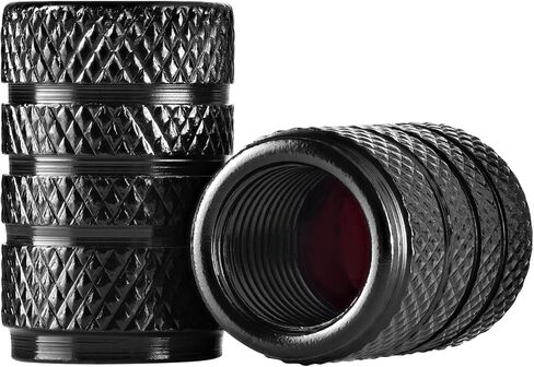 Barrel Tire Valve Caps (10-Pack) Universal Stem Covers for Cars, SUVs, Bike and Bicycle, Trucks, Motorcycles | Heavy-Duty | Airtight Seal | Light-Weight Aluminum Alloy | Screw-On (Black) in Saudi Arabia