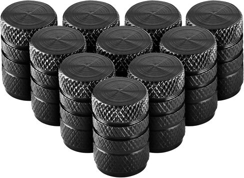 Barrel Tire Valve Caps (10-Pack) Universal Stem Covers for Cars, SUVs, Bike and Bicycle, Trucks, Motorcycles | Heavy-Duty | Airtight Seal | Light-Weight Aluminum Alloy | Screw-On (Black) in Saudi Arabia