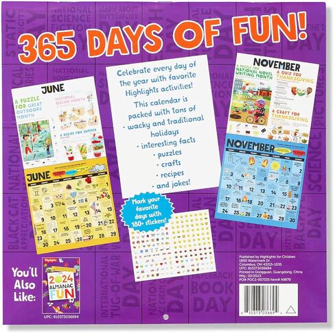 يسلط الضوء على تقويم الحائط المرح لعام 2024 للأطفال in Kuwait