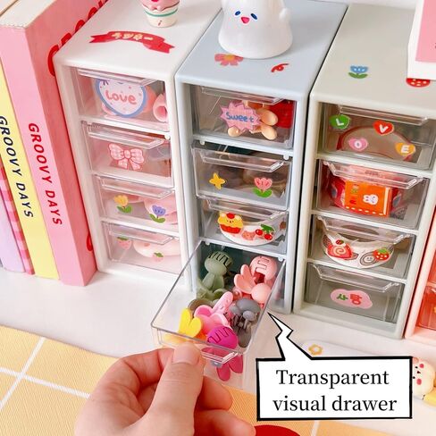Mini Desktop Drawer Organizer, 4 compartments Plastic Organizer for Desk Tops, Cosmetics, Jewelry, Hair Clips, Small Parts, Etc. (Blue) in Saudi Arabia