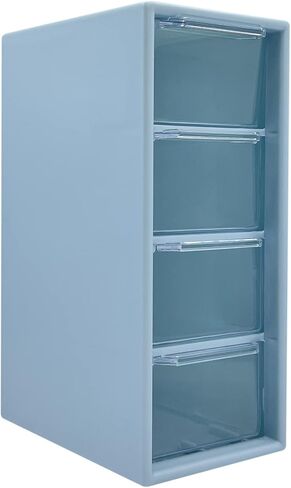 Mini Desktop Drawer Organizer, 4 compartments Plastic Organizer for Desk Tops, Cosmetics, Jewelry, Hair Clips, Small Parts, Etc. (Blue) in Saudi Arabia