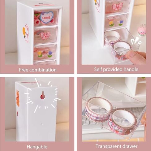 Mini Desktop Drawer Organizer, 4 compartments Plastic Organizer for Desk Tops, Cosmetics, Jewelry, Hair Clips, Small Parts, Etc. (Blue) in Saudi Arabia