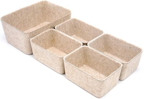 office Drawer organizers bins Deep draw organiser Felt storage bin drawers Desk draw dividers boxes for toys makeup jewelery rolled ties organizing 5 pack (Hot pink) in Kuwait