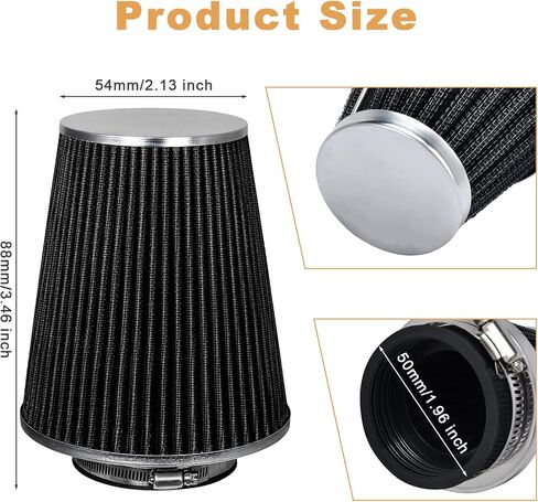 Mtsooning Universal Air Filter, 50mm Motorcycle Cone Intake Breather Cleaner Replacement for ATV Kart Dirt Pit Bike Motorcycle, Scooter, Minibike in Saudi Arabia