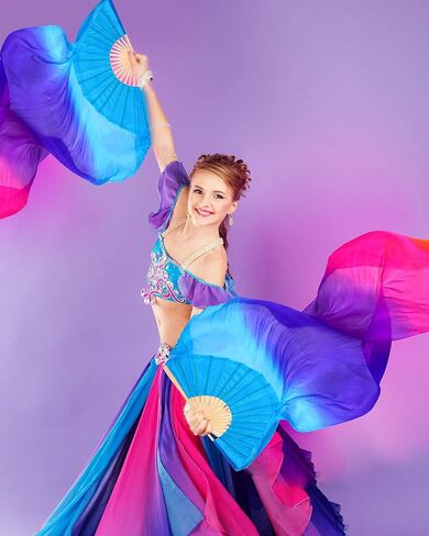Jetec (Left + Right) Women Belly Dance Fan Veil Long Silk Fan in Saudi Arabia